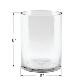 Generic clear cylinder vase viewed from top for pristine rose displays.