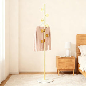 Generic coat rack footprint 12.5 by 12.5 inches fits tight corners.