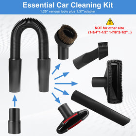 Generic compact car detail kit tackles dashboards, vents, and cup holders