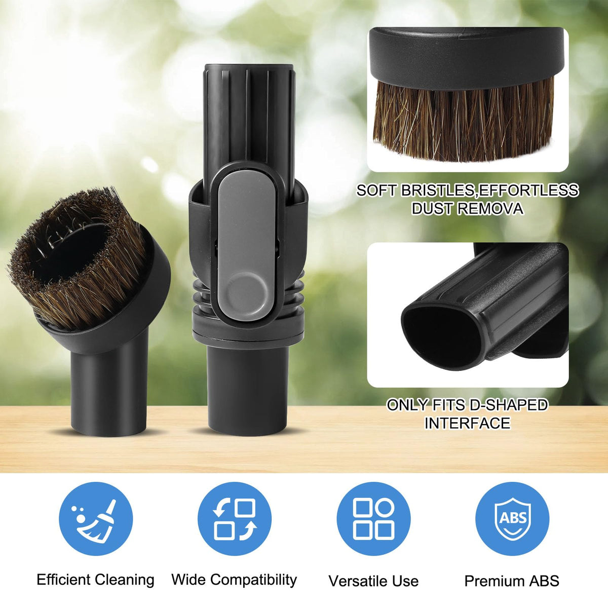 Generic crevice tool cleans narrow gaps between cushions and vents