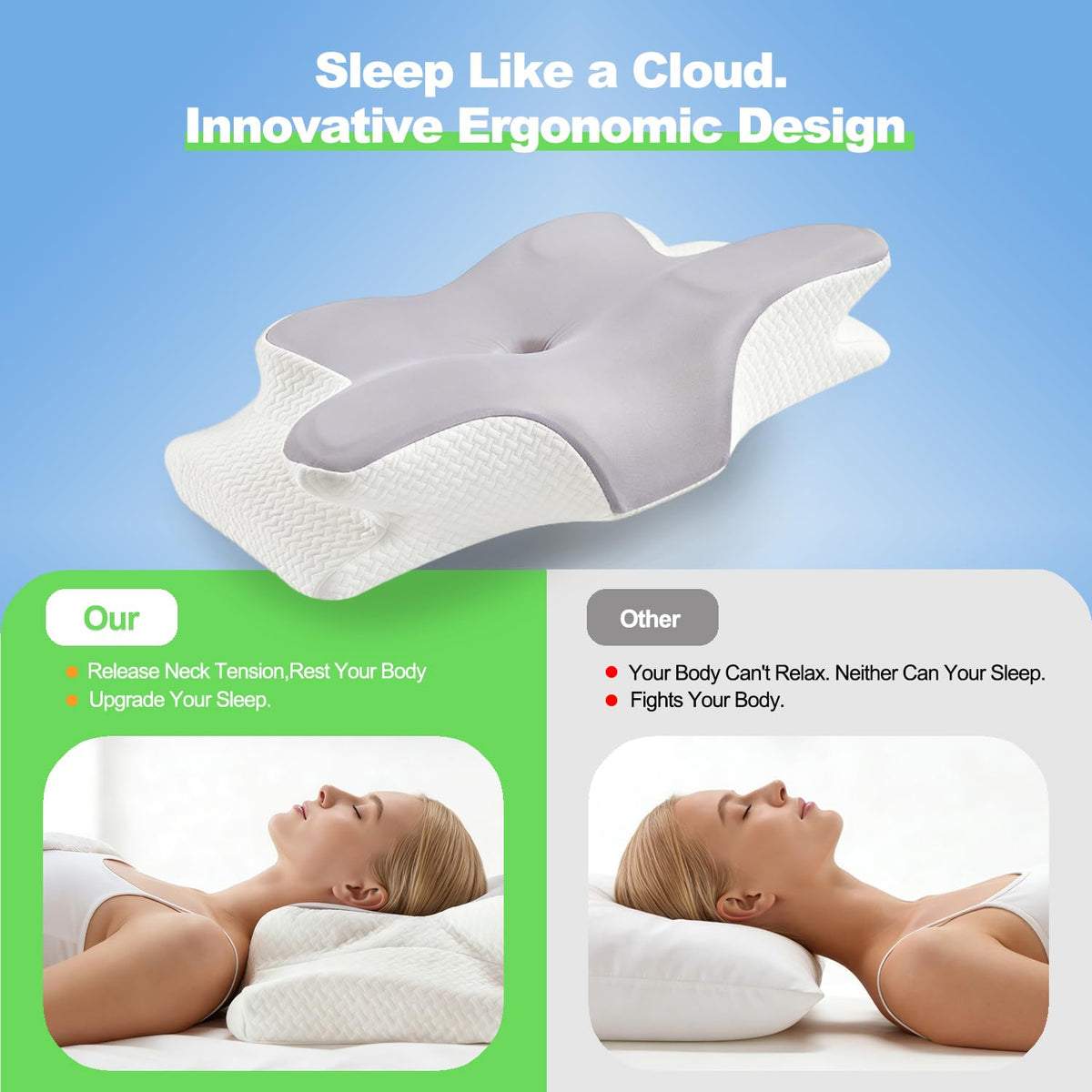 Generic Deep Sleep dual-height setup image shows adjustable loft for different sleep styles.