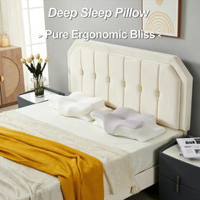 Generic Deep Sleep pillow side profile demonstrates ergonomic neck cradle for side sleepers.