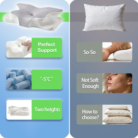 Generic Deep Sleep vacuum-packed pillow arrives compactly for easy setup.
