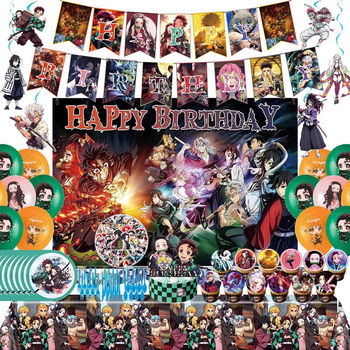 Generic demon-theme banner creates a bold birthday backdrop for memorable photos