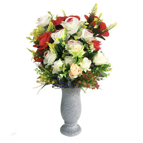 Generic memorial vase suitable for cemetery, garden, and outdoor spaces.