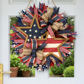 Generic gift-ready patriotic wreath suits housewarmings and parties.