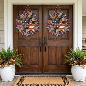 Generic lightweight wreath easy to hang on doors or walls.