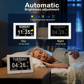 Generic eleven-inch clock supports multiple languages for diverse homes