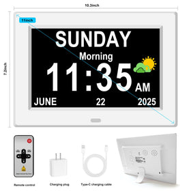 Generic eleven-inch clock with alarms and reminders to help daily routines