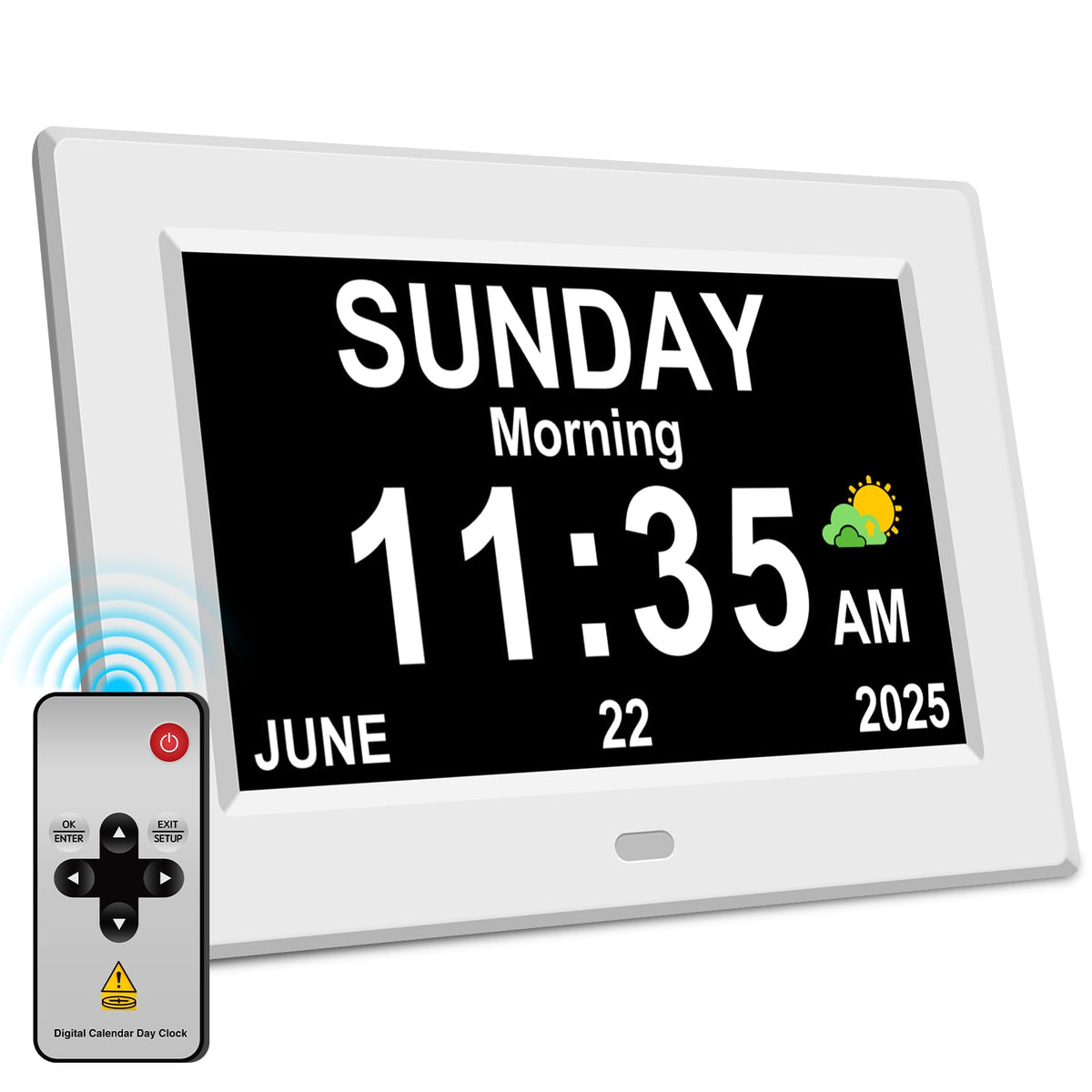 Generic eleven-inch large display clock clearly shows time and date for easy reading