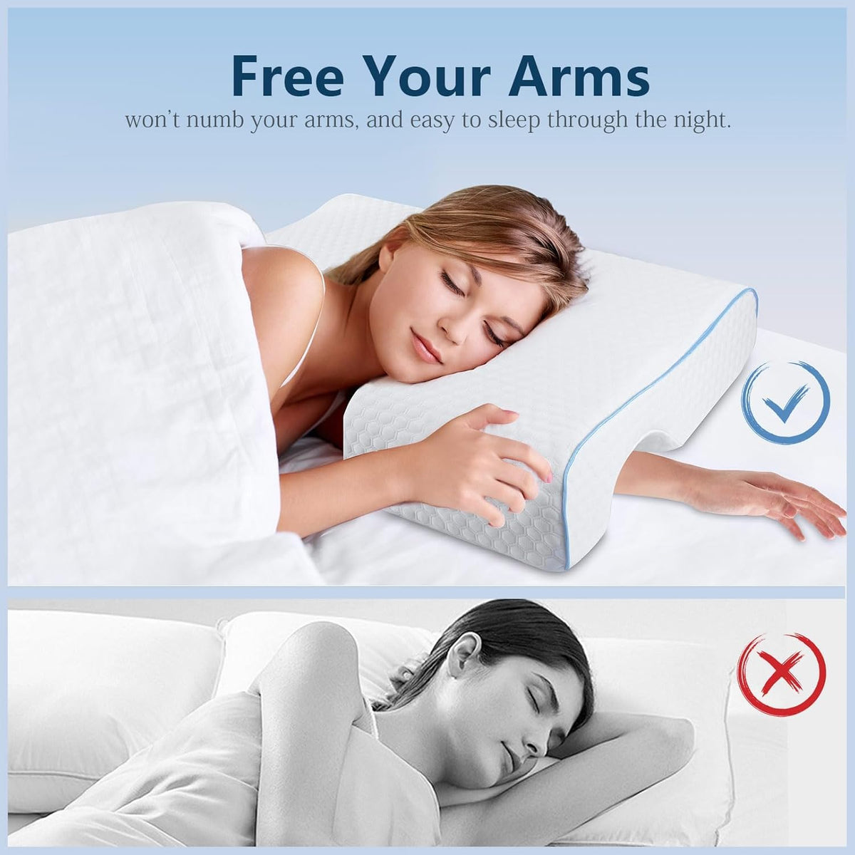 Generic Ergonomic cervical support aligns the neck for comfortable rest.