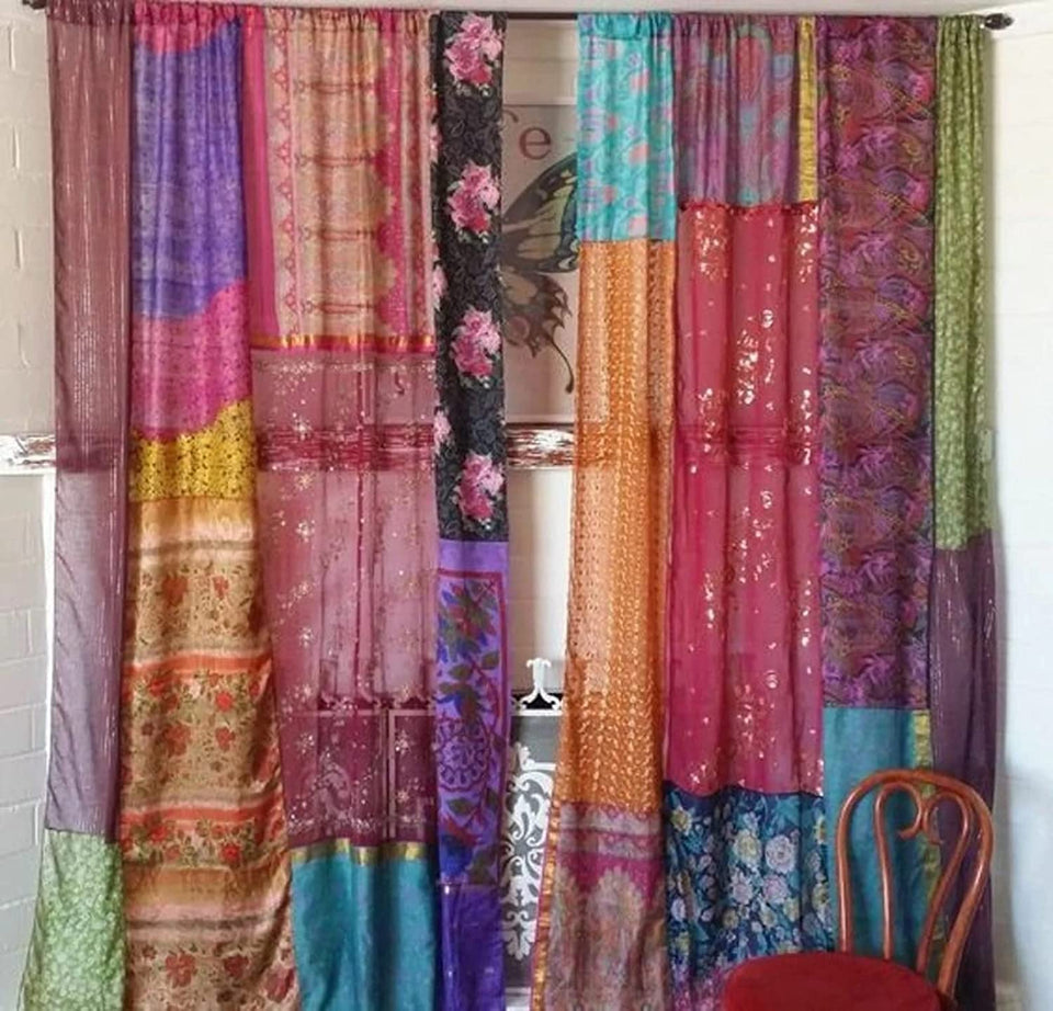 Generic EthinicCraftHub patchwork curtain in multicolor adds vibrant texture to your living space.