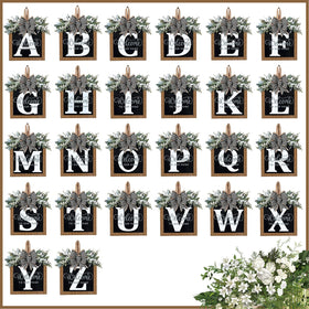 Generic farmhouse front door decor adds warm, welcoming curb appeal.