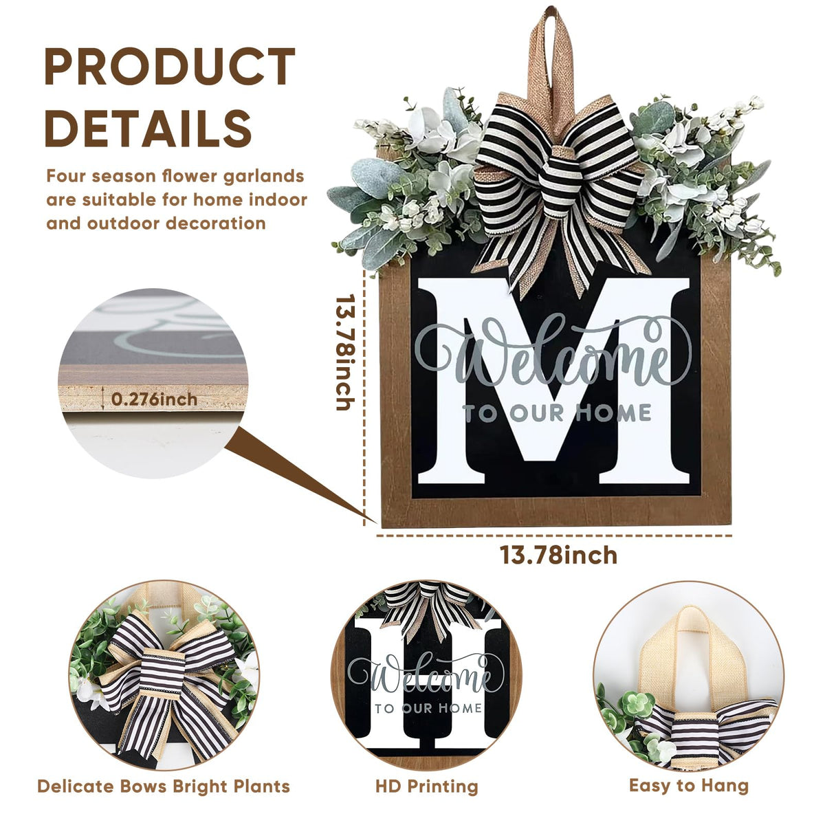Generic Fluffy Ribbon Bow adds farmhouse warmth to the wreath.
