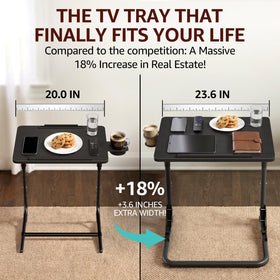 Generic Folding TV Tray Table shows adjustable tilt angles for comfy viewing