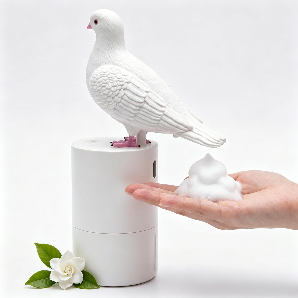 Generic Funny Pigeon Foam Dispenser front view adds playful bathroom decor.