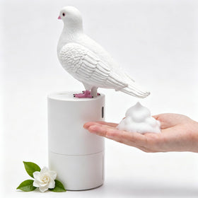 Generic Funny Pigeon Foam Dispenser front view adds playful bathroom decor.