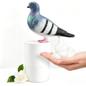 Generic funny pigeon foam dispenser full view for playful handwashing decor