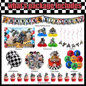 Generic hanging swirls create motion and depth in motocross decor