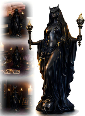 Generic Hecate statue face detail for a dramatic mythic display
