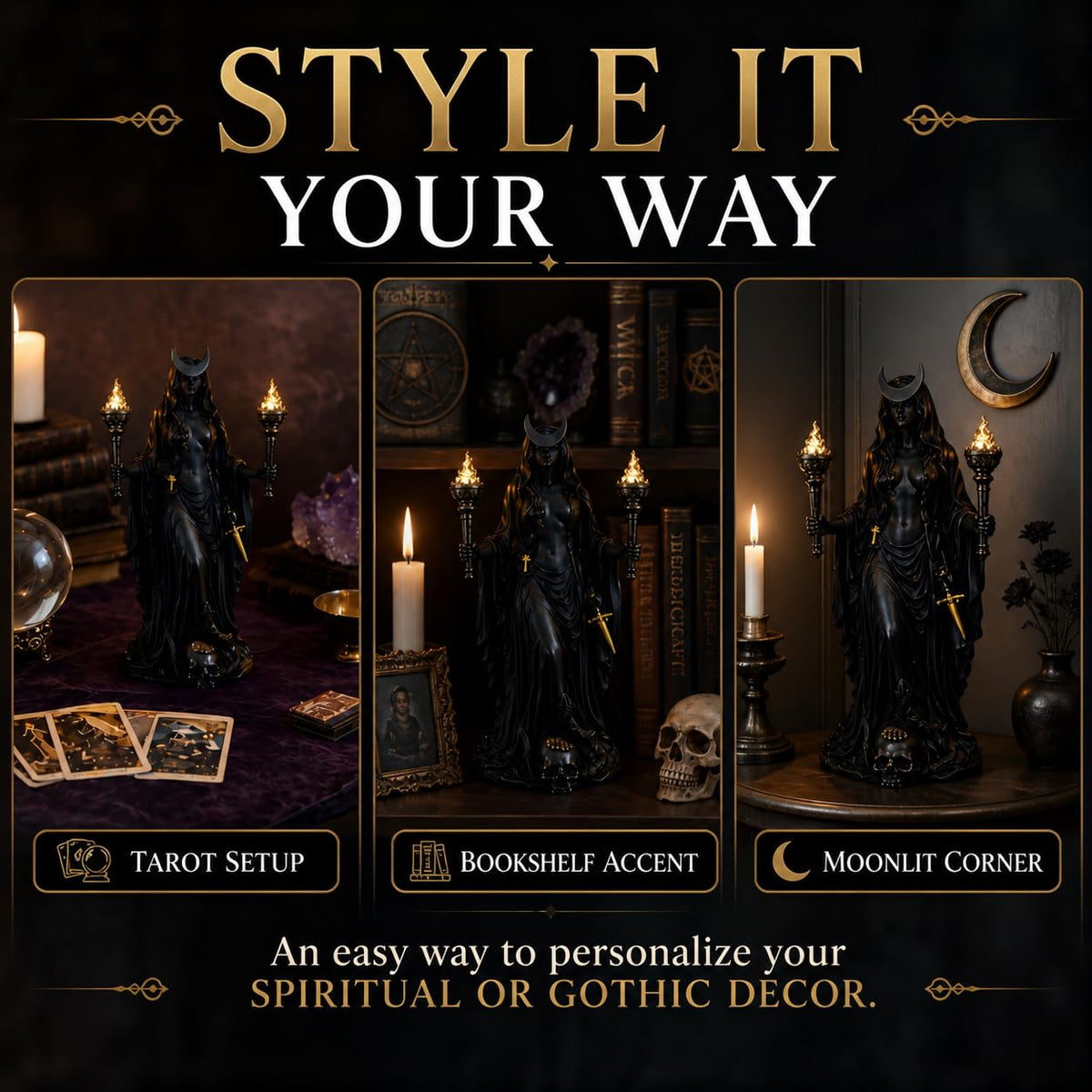 Generic Hecate statue gift packaging ready makes a thoughtful myth gift