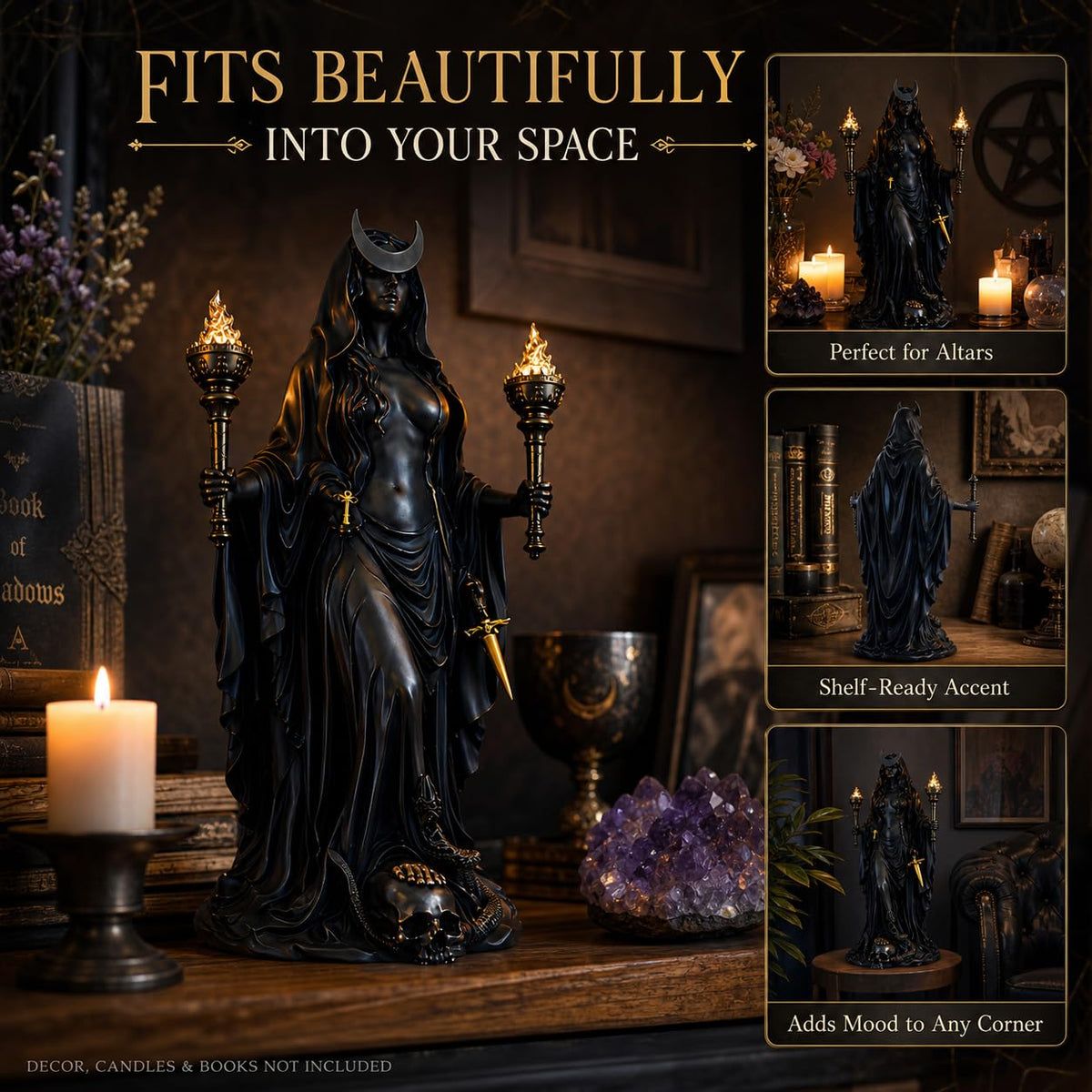 Generic Hecate statue pose majesty offers a striking indoor display