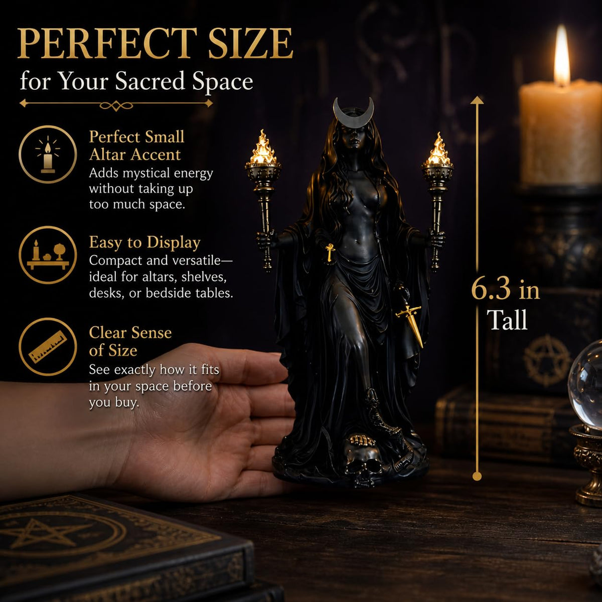 Generic Hecate statue with hounds showcases a bold centerpiece for collections