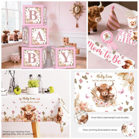 Generic Highland Cow Its A Girl Cake Topper adds a cute cake focal point