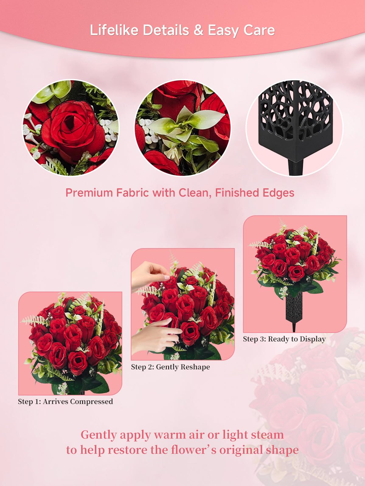 Generic instant setup artificial flowers offer quick, respectful grave tributes.