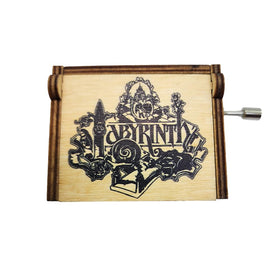 Close-up of the manual hand crank on the Generic Labyrinth music box.