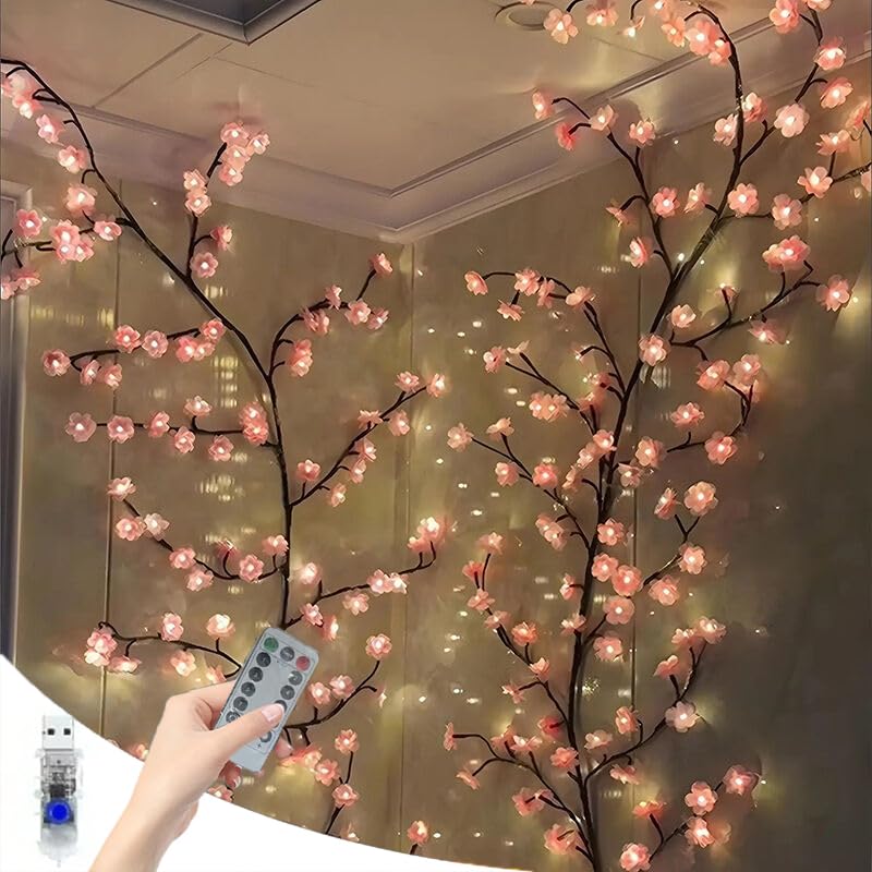 Generic LED tree branch wall lights create a 7.55 ft ambient display