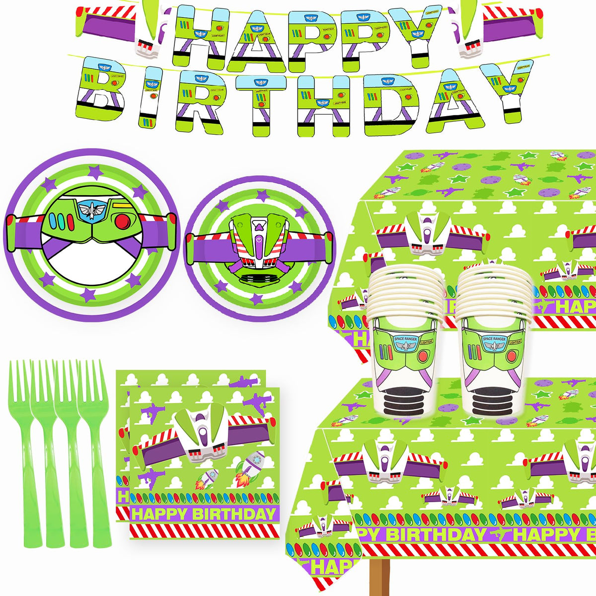 Generic light-inspired banner with purple accents for vibrant birthday decor