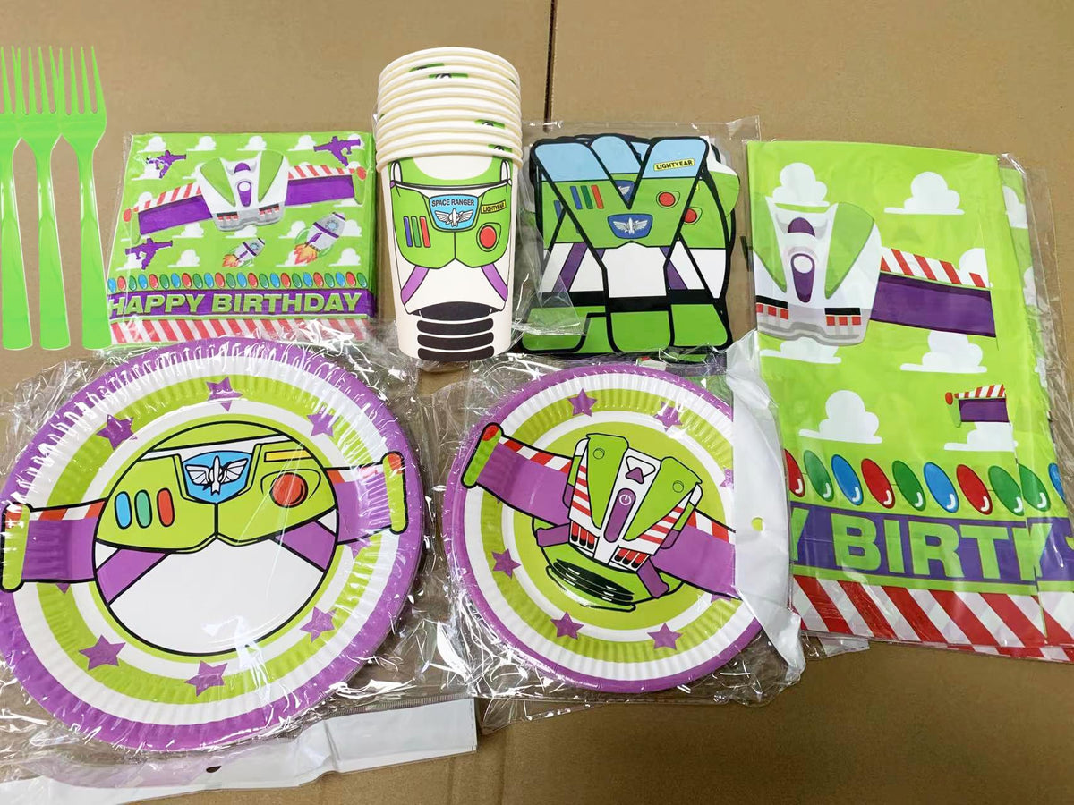 Generic napkins and cups bundle in purple tones for coordinated refreshments