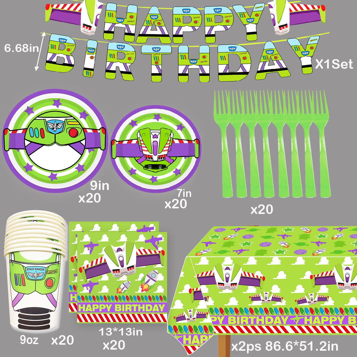 Generic table-cloth with purple theme for a polished party table