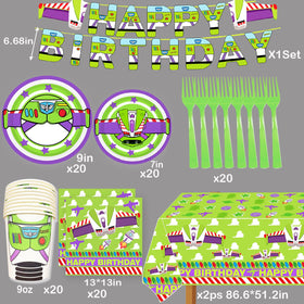 Generic table-cloth with purple theme for a polished party table