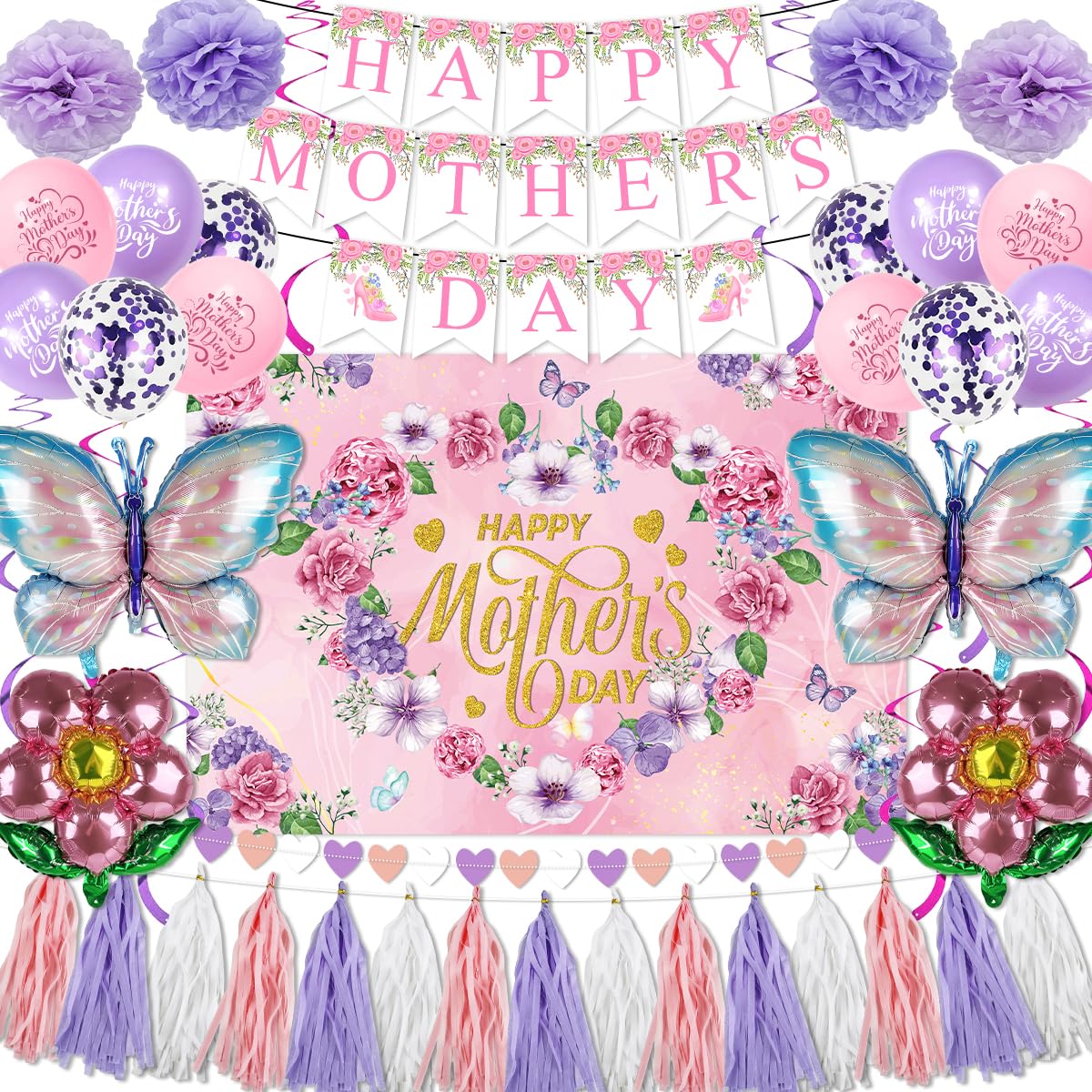 Generic Mothers Day banner with Happy Mothers Day message for festive photos