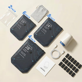 Generic move prep with vacuum bags simplifying wardrobe packing.