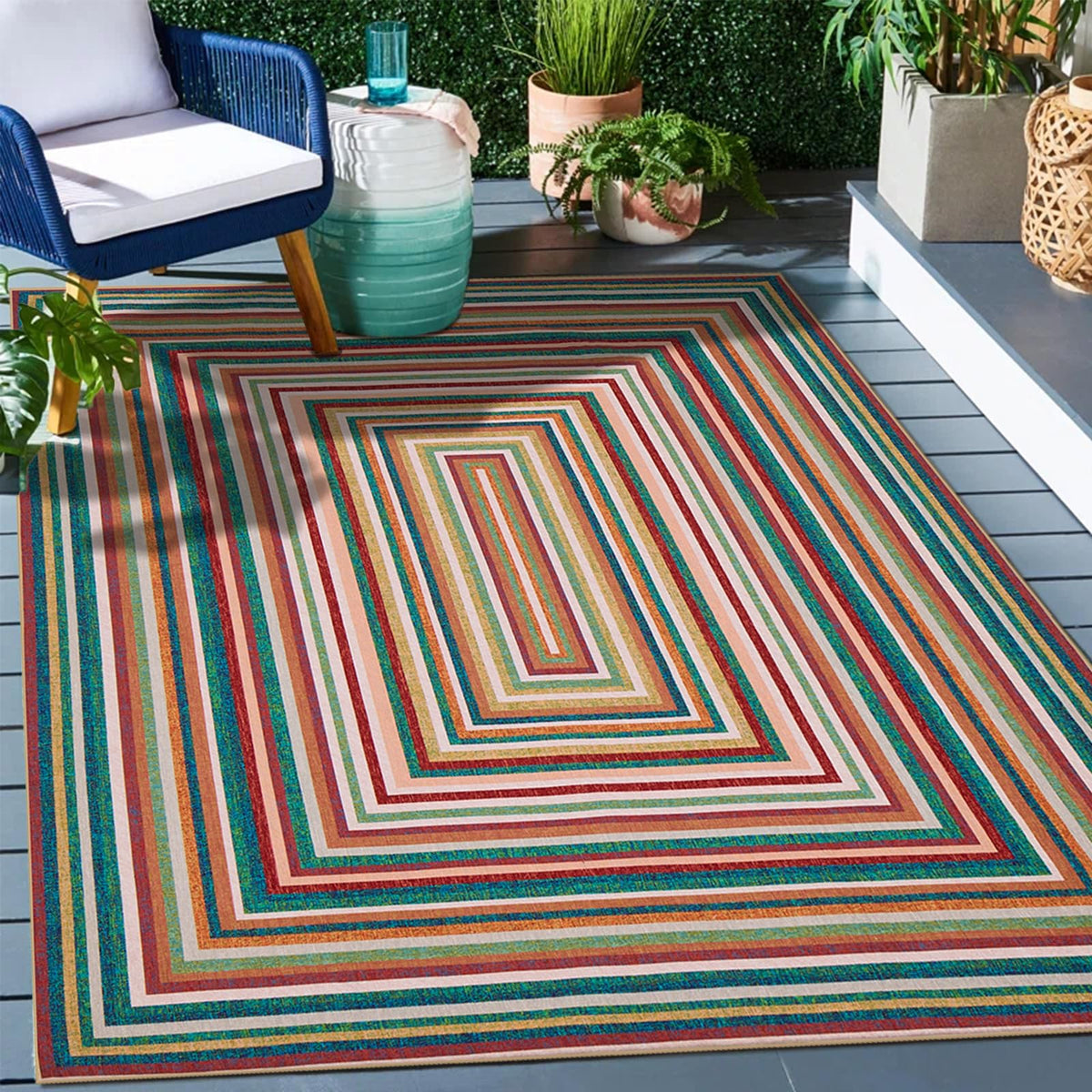 Generic multicolor rug 4x6 overview showing durable indoor outdoor design for busy homes.