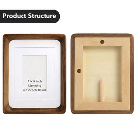Generic natural wood frame 11x14 with mat matted to 5x7 or 6x8.