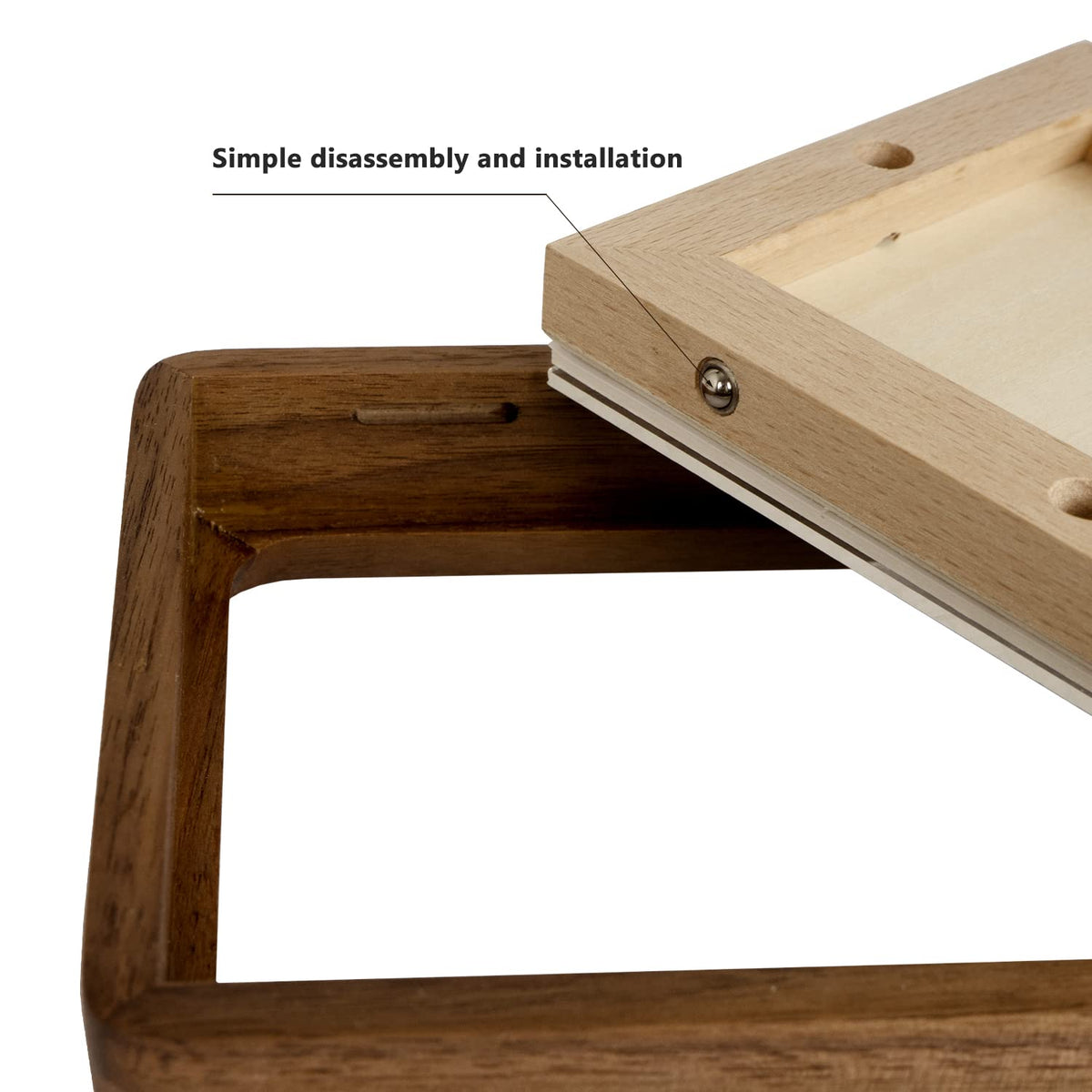 Wood back panel of the Generic frame with secure mounting design
