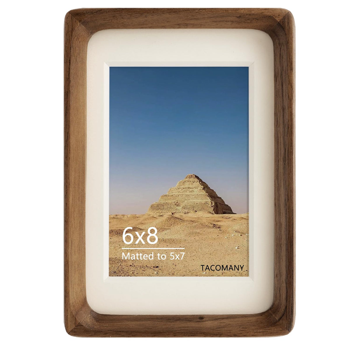 Generic natural wood photo frame with satin finish for timeless display.