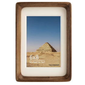 Generic natural wood photo frame with satin finish for timeless display.
