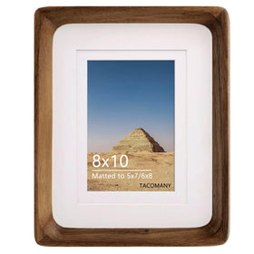 Generic natural wood photo frame in walnut ready for 8x10 display on a desk
