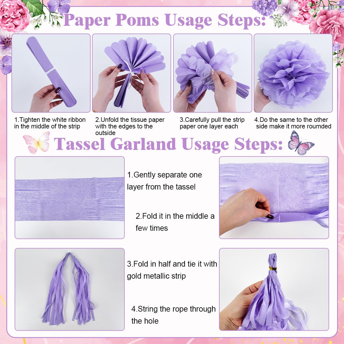 Generic paper pom poms collection adds soft color and festive texture