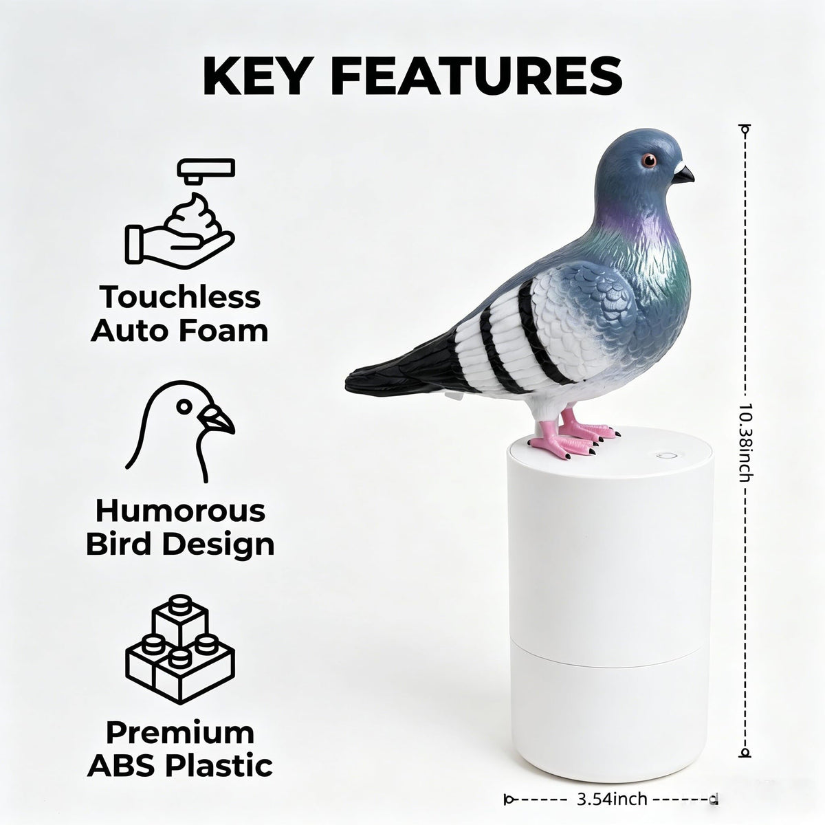 Generic pigeon foam outlet detail with rear design enhances playful home decor