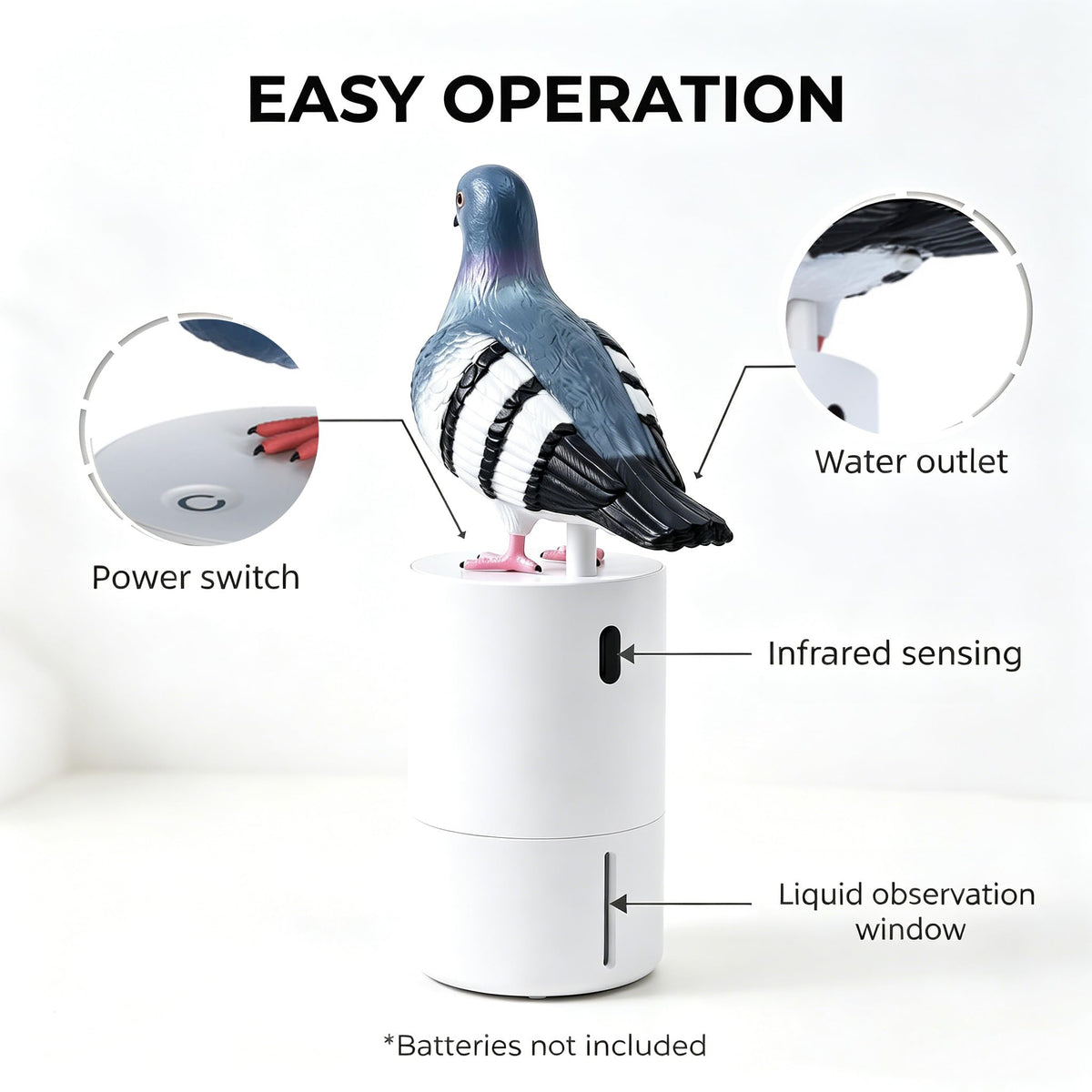 Generic pigeon sensor activation demonstrates touchless operation