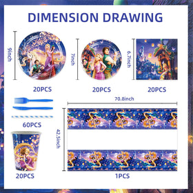 Generic Rapunzel dessert plates ideal for charming party snacks.