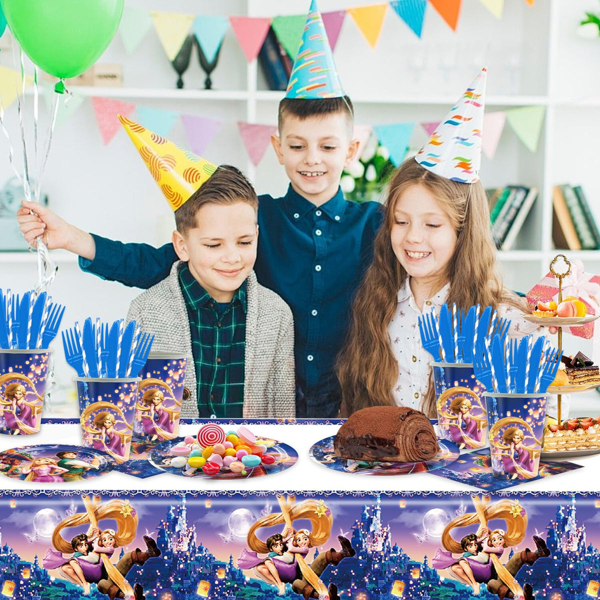 Generic Rapunzel party decor set unifies the theme beautifully.