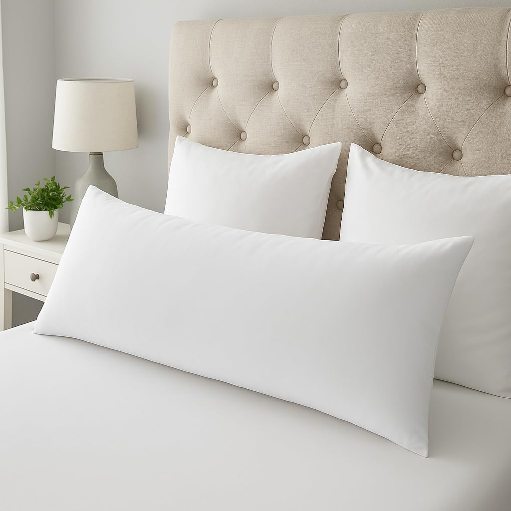 Generic rectangle pillow insert features a breathable shell for lasting comfort.