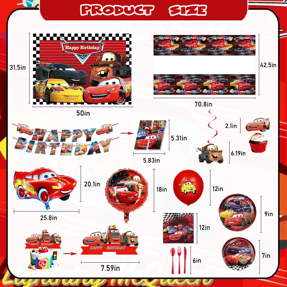 Generic Red Car Tableware Set keeps party serving tidy and efficient